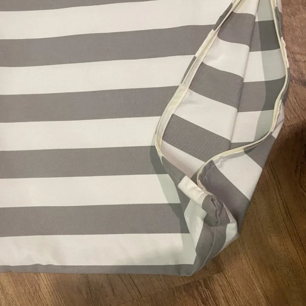 West Elm Gray & Off White Striped Indoor Outdoor Pillow Cover 23.5 x 20